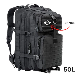 Mochila Militar Tática 50 Litros Grande Impermeável Reforçada com Bandeira Qualidade Premium