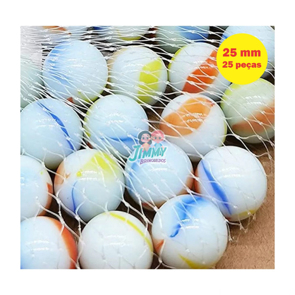 Kit 25 Bolinhas De Gude Leitosas Grande de 25 mm | Shopee Brasil
