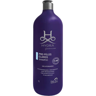 Shampoo Pet Society Hydra Groomers PRO Pelos Claros para Cães e Gatos 1L