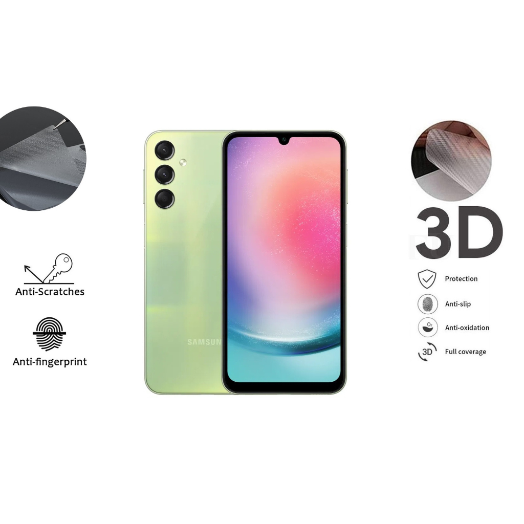 Película Traseira Verso Fibra De Carbono P/ Samsung Galaxy A14 M14 A24 A25 A34 A54 4G 5G