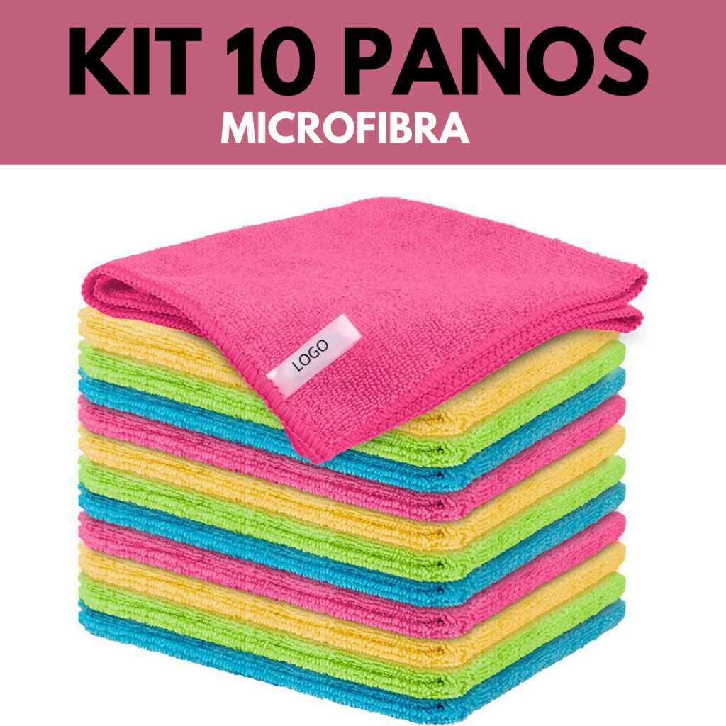 Kit 10 Panos De Limpeza Microfibra Super Absorvente Multiuso Não Solta Fiapo, Limpeza Doméstica e Automotiva de Carro