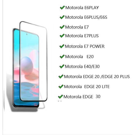 Pelicula De Vidro Temperado 3d Full Para Motorola E6play E6plus E6s E7 E7plus E7 Power E20 E40