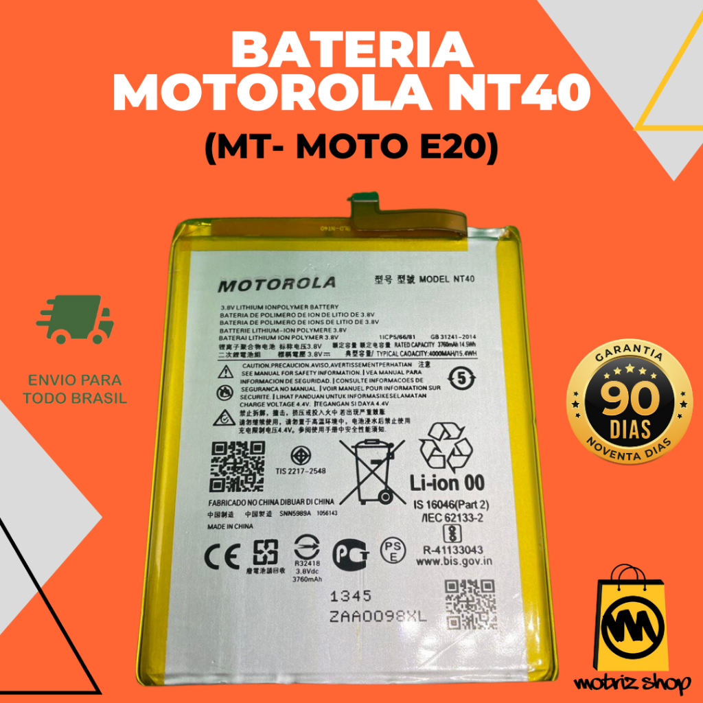 Bateria NT40 para Motorola Moto E20 XT2155