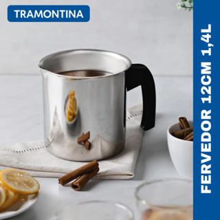 Caneca Leiteira Fervedor Tramontina Indução Aço Inox 1,4 Litros C/ Baquelite