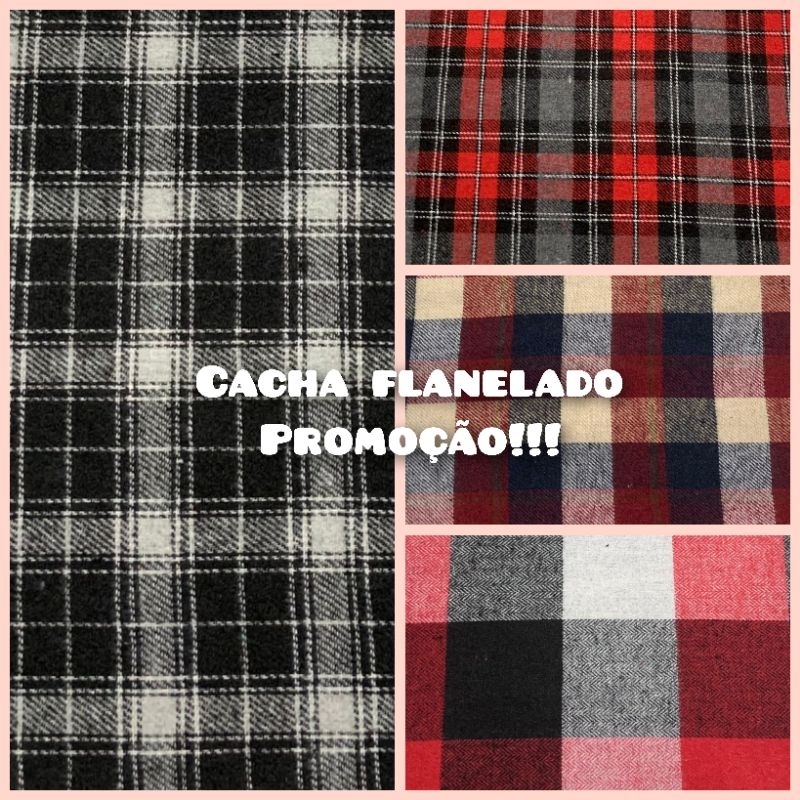 Tecido cacha xadrez flanelado - 1mt x 1,48mt.