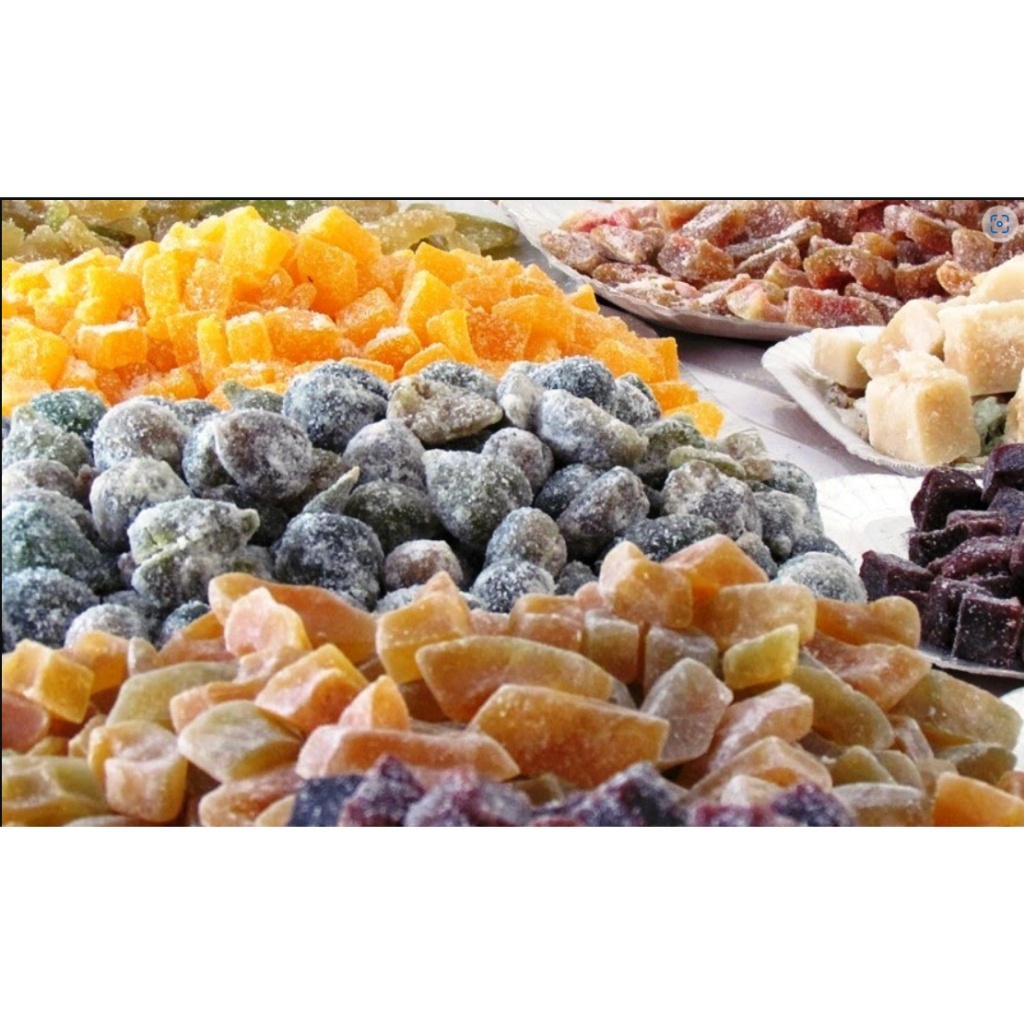 Doce Cristalizado a granel Figo Laranja Banana Goiabinha Abóbora 1KG
