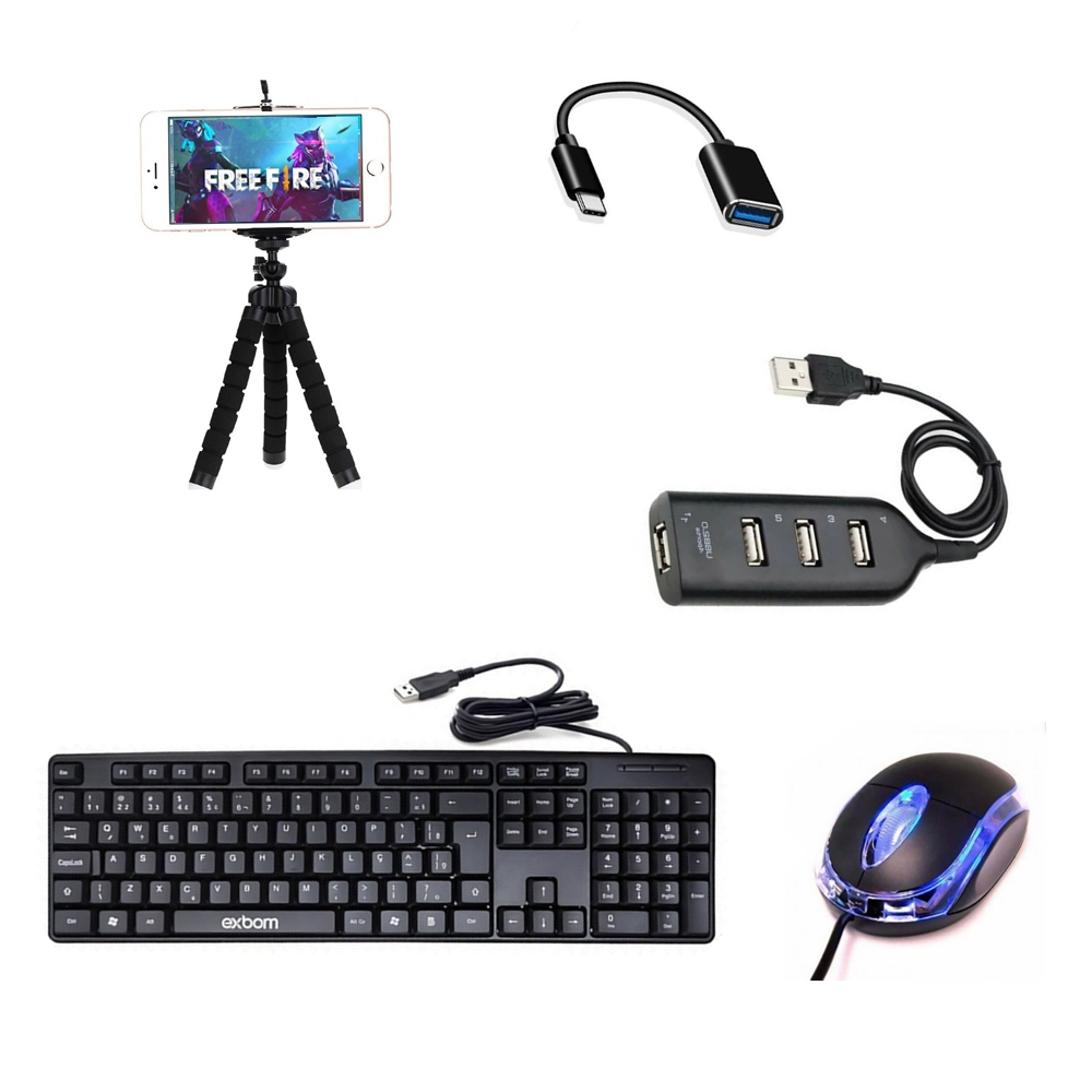 Kit Mobilador Gamer Para Celular Teclado Mouse Conversor Profissional Free Fire Mobile Pugb