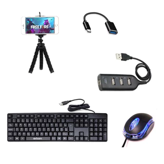 Kit Mobilador Gamer Para Celular Teclado Mouse Conversor Profissional Free Fire Mobile Pugb em Oferta na Shopee