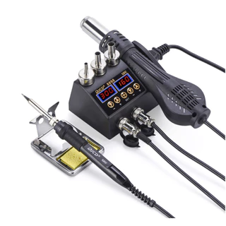 Estação de Solda Retrabalho 8898 Smd Bga 2 em 1 Pistola de Ar Quente e Ferro de Solda Elétrica Display Digital