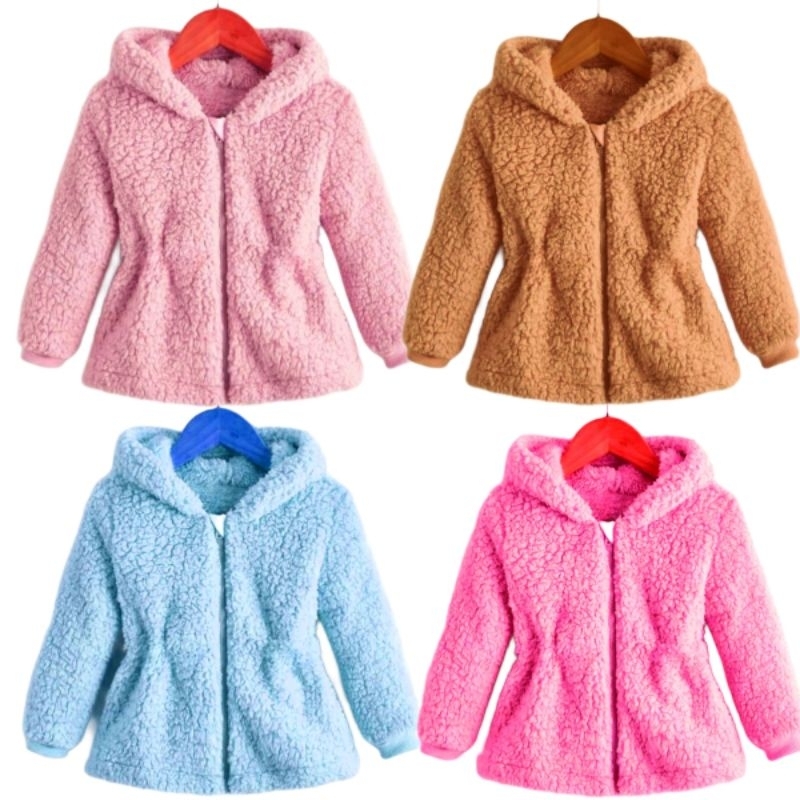 Blusa de Frio Menina Infantil Pelinho com Capuz TOUCA Tedy Casaco Teddy Ted Roupa de Frio Conjunto Quentinho