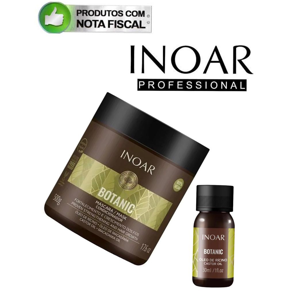 KIT INOAR BOTANIC MÁSCARA 500G + ÓLEO DE RÍCINO BOTANIC 30 ML. | Shopee ...