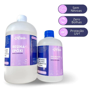 Resina Epoxi Uv+ Baixa Viscosidade C/ Endurecedor Kit 1,5kg