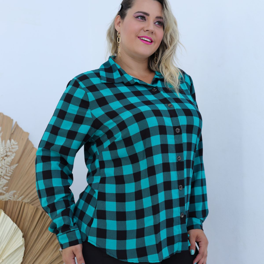 Xadrez plus size camisa xadrez hot sale plus size