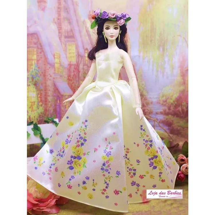 Vestido Barbie Roupa Boneca Princesa Disney Com Coroa Sapato