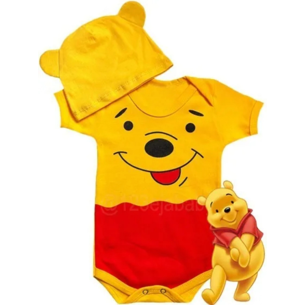 Body Bebê Ursinho Poof Body + Touca Mesversario Temático