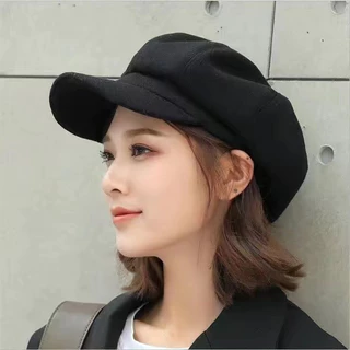 Boné De Boina Retro Feminino Com Fina Octogonal Protetor Solar Fashion Warm Artista Hat