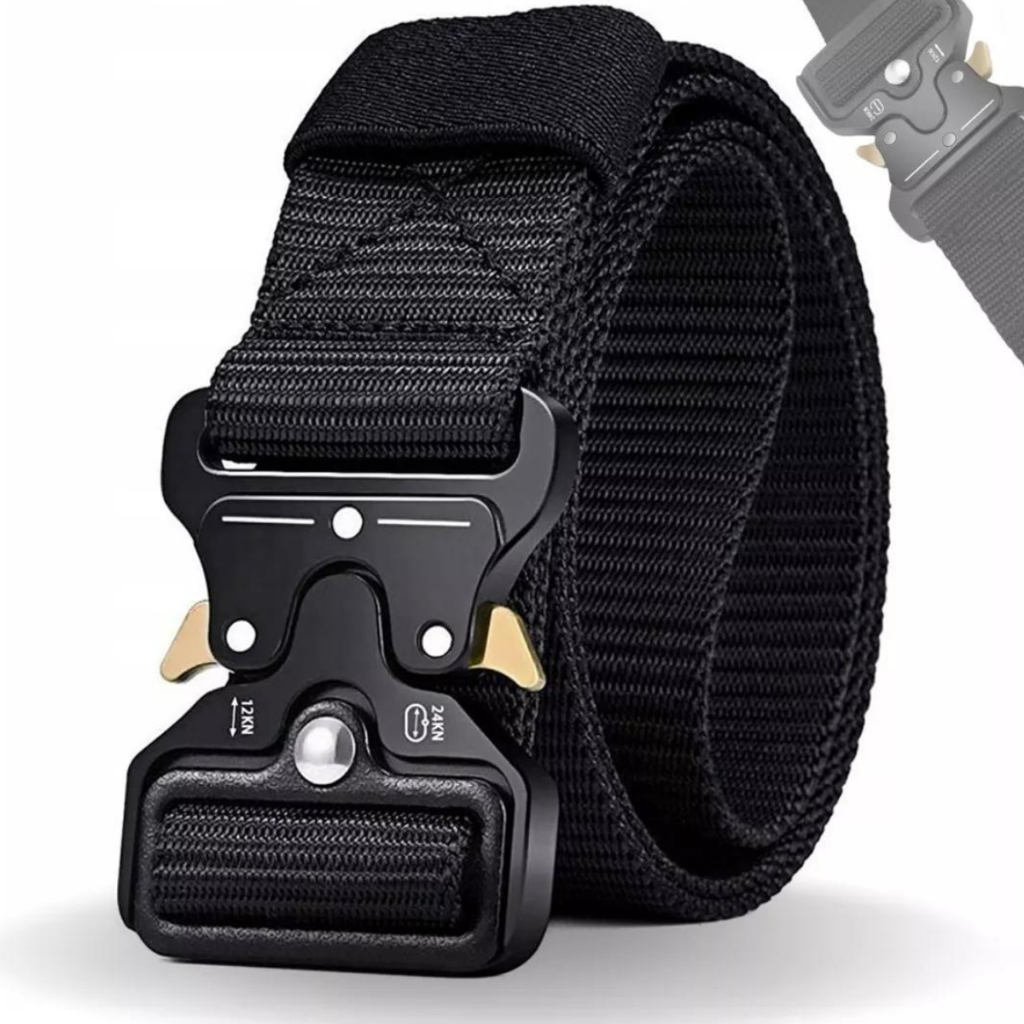 Moda Cinto tático Militar Largo Masculino Nylon Fivela Liga de Zinco e Engate Rápido