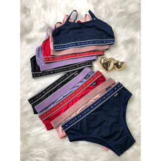 Kit 5 Conjuntos Juvenil Lingerie Top e calcinha com elástico Revenda Moda Infantil