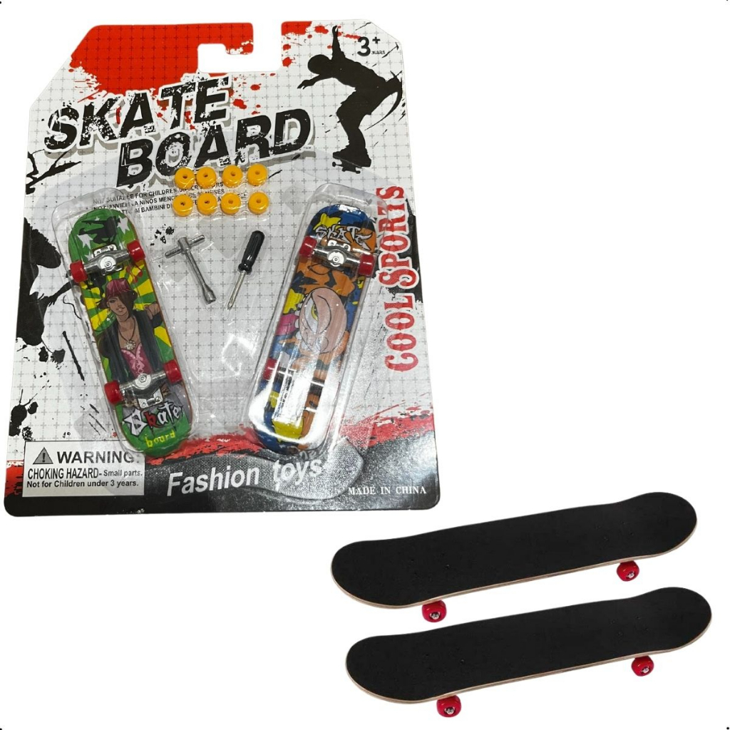 Skate De Dedo Com Acessórios Kit 2 Skates + Chave + Rodas Extra Finger