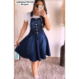 JARDINEIRA JEANS EVANGÉLICA COM SAIA RODADA
