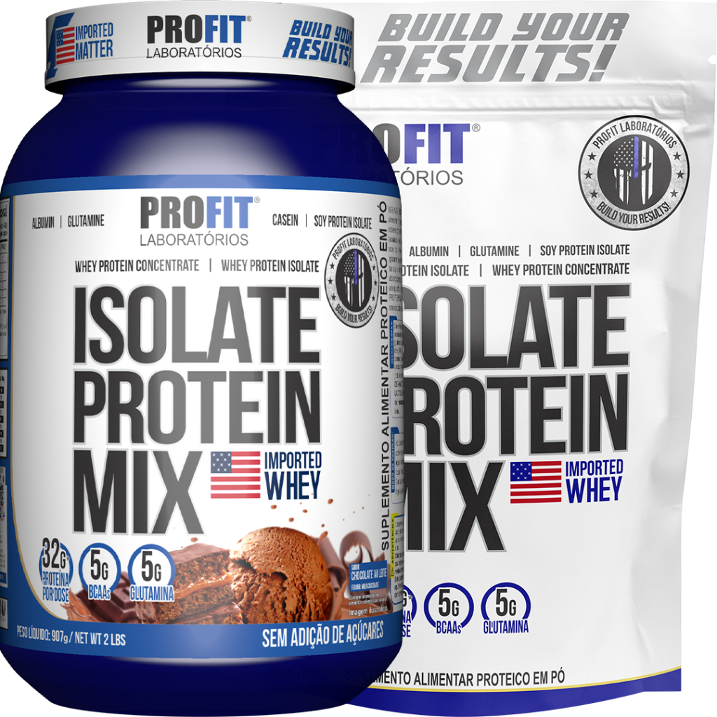 Whey Isolada Isolate Protein Mix – Pote 907g + Whey Isolada Isolate Protein Mix – Refil 900g – Profit