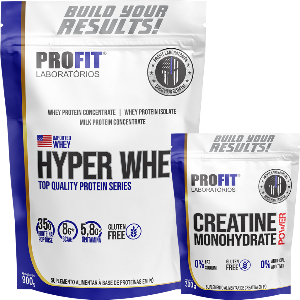 Hyper Whey Isolado e Concentrado – Refil 900g + Creatina Refil 300g – Profit