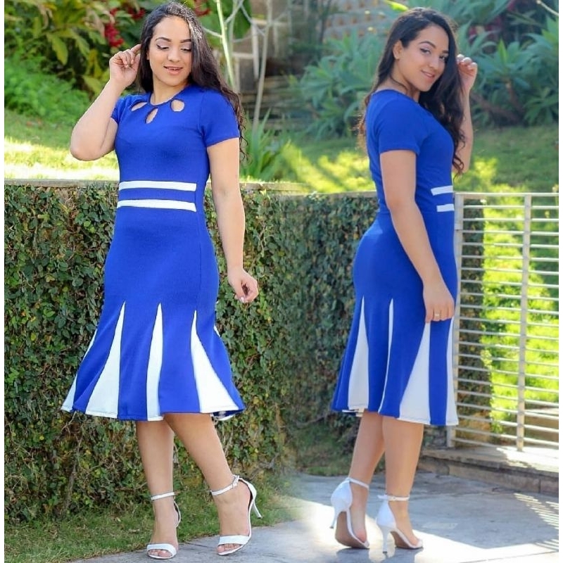 Vestido MIDI Nesga Moda Evangélica Feminina Shopee Brasil