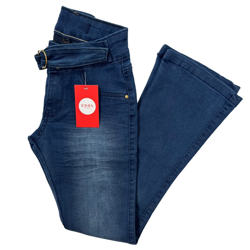 calça jeans flare clara feminina infantil com lycra Tam 10,12,14