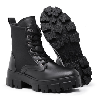 Bota Feminina Coturno Preto Da Moda Blogueira Sola Plataforma Tratorada