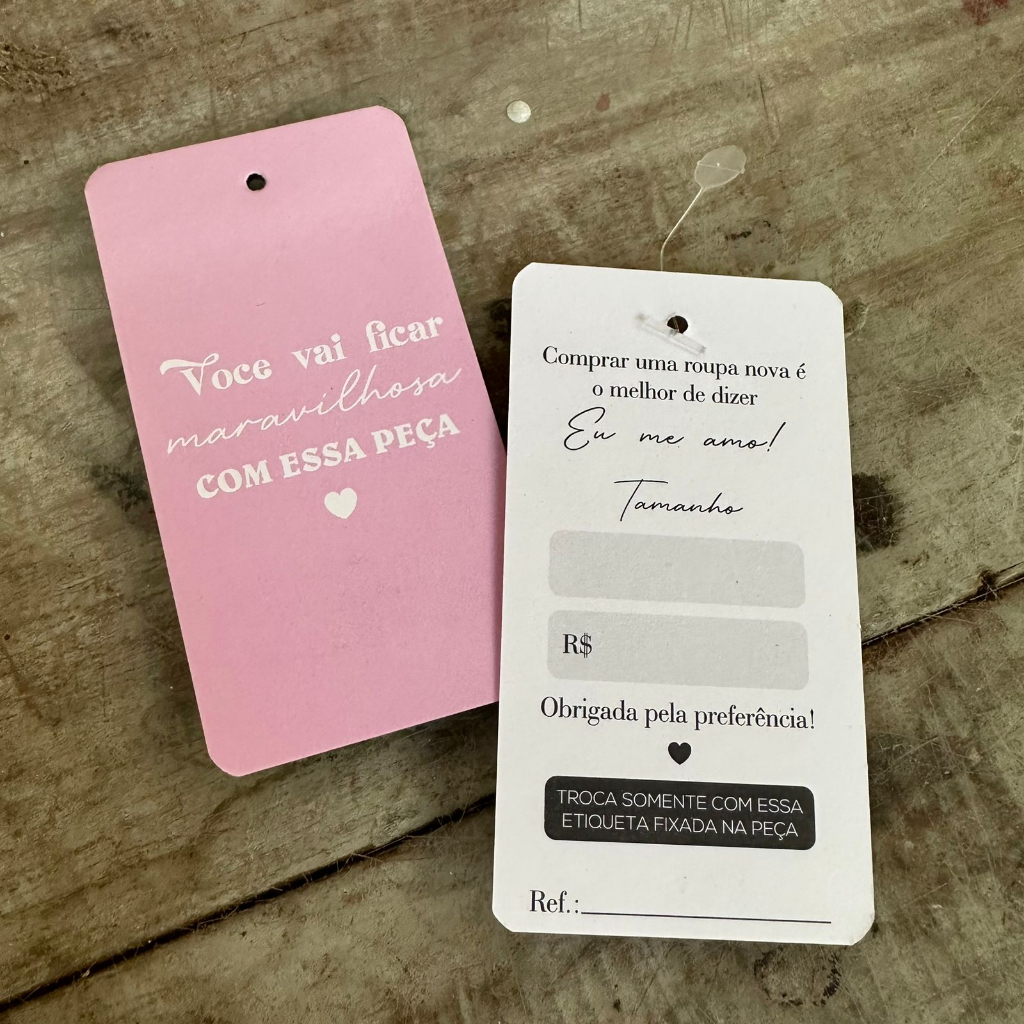 Etiquetas tags para roupas - 100 un - Rosa