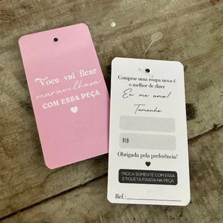 Etiquetas tags para roupas - 100 un - Rosa