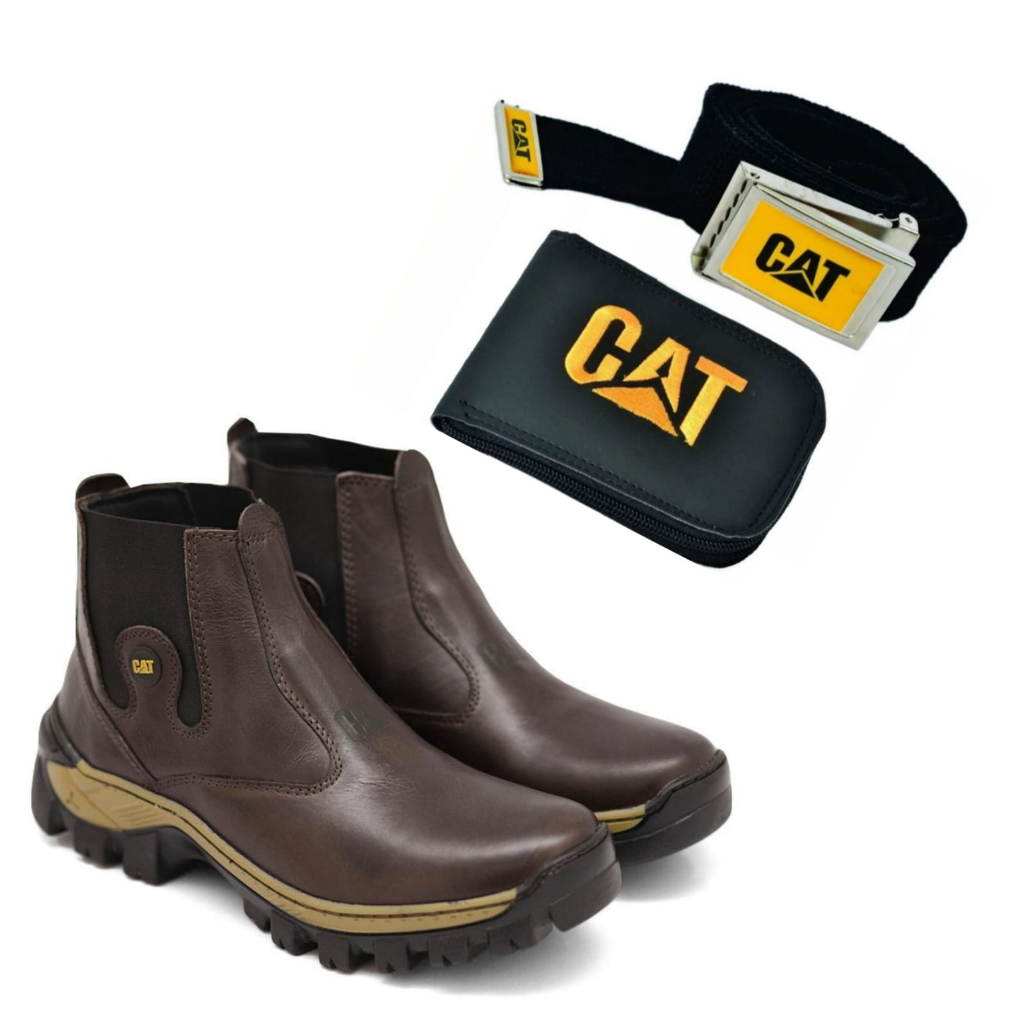 Kit Bota Botina Masculina Caterpillar Legitimo Impermeável Cinto