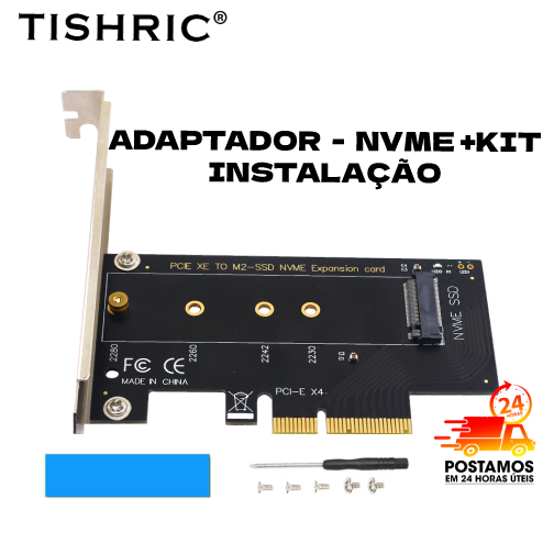 Adaptador Ssd M.2 M2 Nvme x4 Para Pci Express Pcie x4 PLUG C+thermal pad e kit instalação