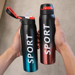 500ML Garrafa Térmica Academia Aço Inox Com Canudo Produto de Esportes