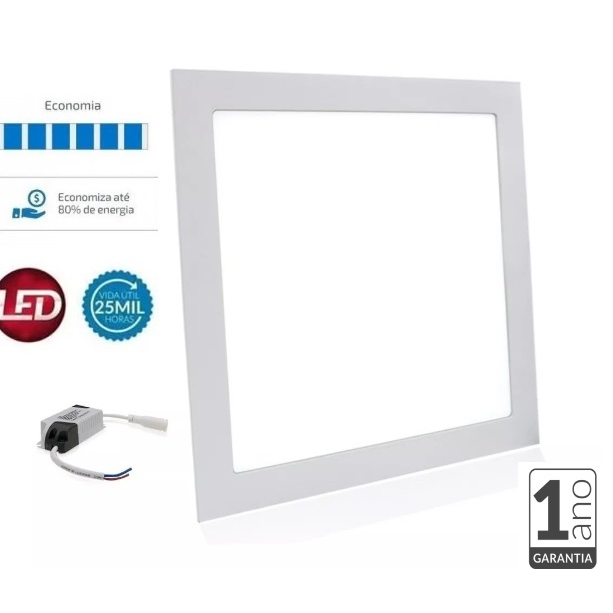 Painel Plafon Led 12w/18w/25w Embutir Quadrado Luminária Slim Branco Frio