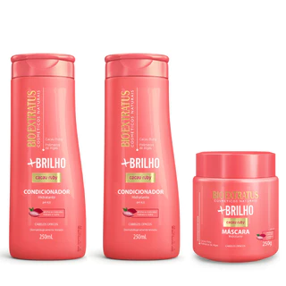 Kit Shampoo, Condicionador e Máscara Bio Extratus +Brilho - 250mL
