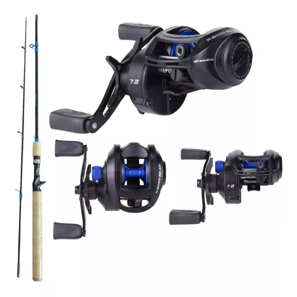 Kit Pesca Carretilha Kawana 6000 Anti Cabeleira Vara Cmik Carbono 1