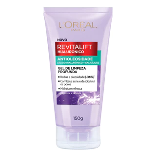 Gel de Limpeza Antioleosidade L'Oréal Paris Revitalift Hialurônico, 150g em Oferta na Shopee