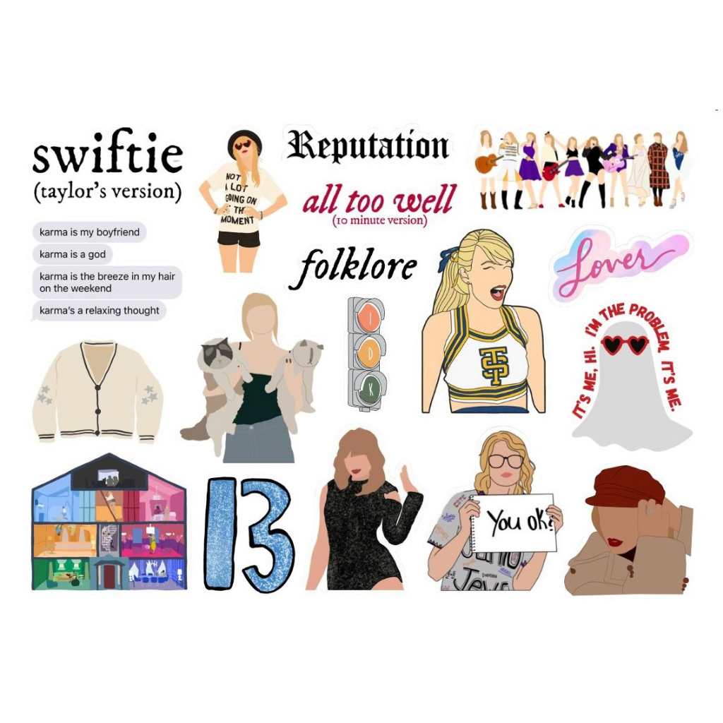 TAYLOR SWIFT 2 - CARTELA DE ADESIVOS (com ou sem recorte)