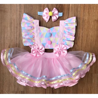 ROUPA DE BEBÊ SALOPETE CIRCO MENINA LUXO BLOGUEIRINHA COM LAÇO ROMPER