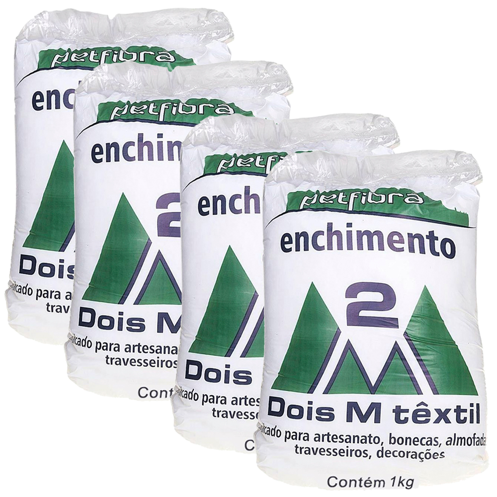 Kit 4 Enchimento Fibra Siliconada 1kg Dois M Têxtil - Amigurumi ...