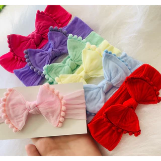1 Laço TURBANTE para bebê com pompom faixa meia de seda Laços bebê