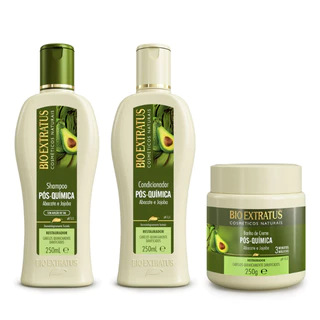 Kit Pós-Química Shampoo, Condicionador, Banho de Creme BioExtratus - 250mL Tratamento Restaurador