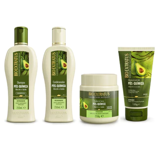 Kit Pós-Química Shampoo, Condicionador, Banho de Creme e Finalizador Bio Extratus - 250mL