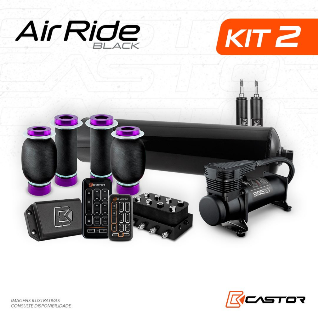 Kit 2 Ar Air Ride Black Memorizacao 3 Alturas Castor Suspensoes