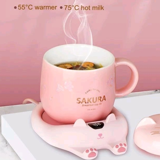 Aquecedor elétrico de caneca e com suporte p/celular portátil