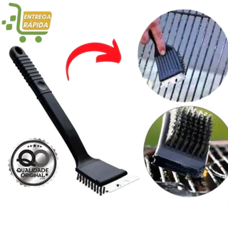 Escova Limpa Grelha 30cm com Raspador Limpeza Pesada