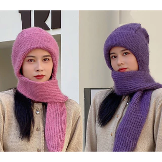 Gorros com Cachecol De Inverno Femininos Chapéu De Malha Capuz Orelha Acessórios Da Moda Touca SHR-30