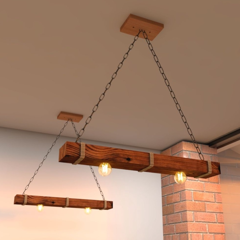 Lustre Pendente de Teto Luminária Rustica de Caibro Decoração 110v 220v