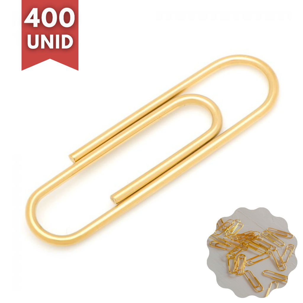 400 clips de papel dourado clipes de metal niquelado 28mm Shopee Brasil